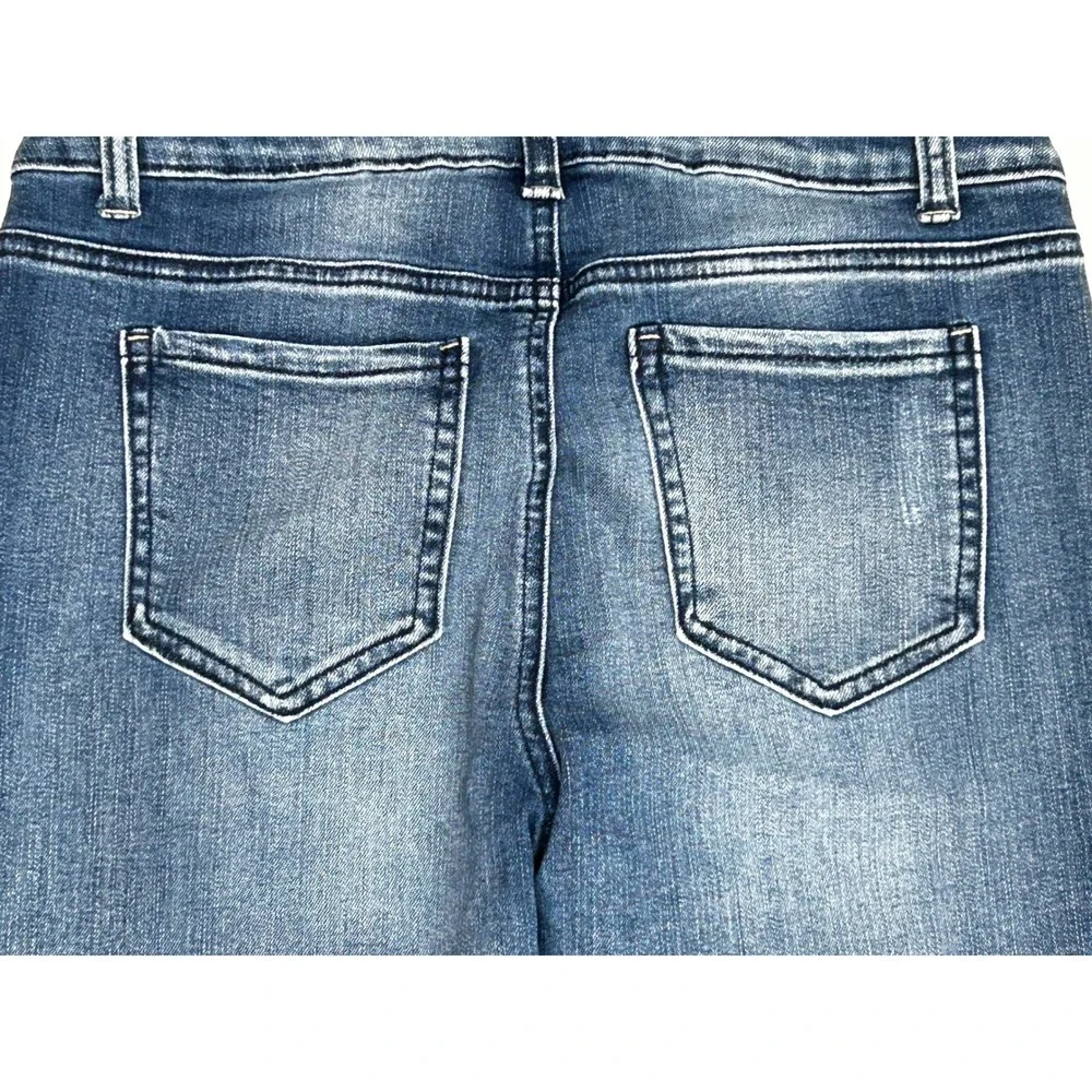Vanilla Star Mid Rise Skinny Distressed Jeans Women's Blue Denim Size 11 Y2K 90s